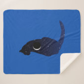 星の宇宙猫と三日月のパターン シェルパブランケット (正面(横))