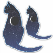 星の宇宙猫と三日月のパターン シール (正面)
