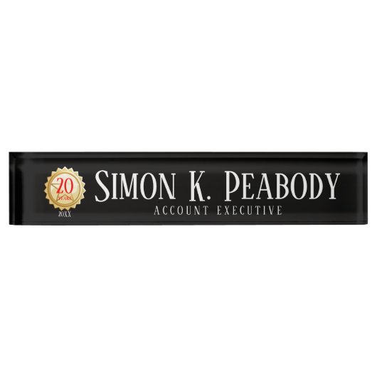 星の従業員20年記念日のネームプレート デスクネームプレート (正面)