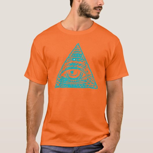 星の悪のまなざしのIlluminatiのピラミッドの記号 Tシャツ (正面)