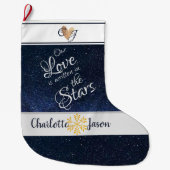 星の愛の書可愛い夜空モノグラム ラージクリスマスストッキング (正面)