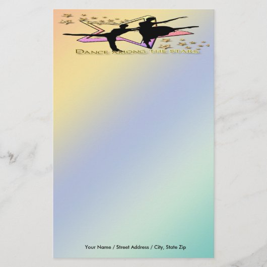 星の文房具の中のダンス 便箋 (正面)