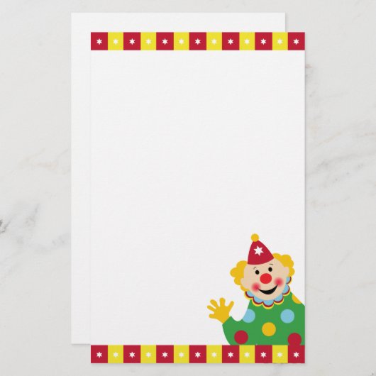 星の文房具を持つサーカスのピエロ 便箋 (正面/裏面)