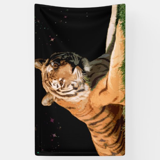 星の旗の下のトラ 横断幕 (縦)