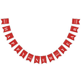 星の明けましておめでとうの赤く白いお祝い バンティングフラッグ