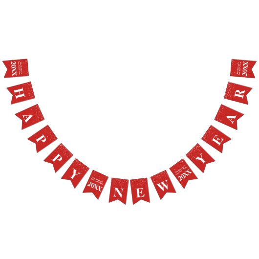 星の明けましておめでとうの赤く白いお祝い バンティングフラッグ (全)