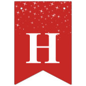 星の明けましておめでとうの赤く白いお祝い バンティングフラッグ (第2の旗)