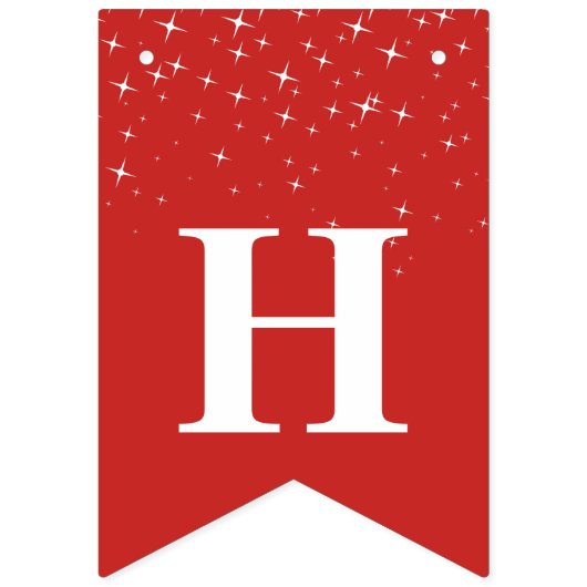 星の明けましておめでとうの赤く白いお祝い バンティングフラッグ (第2の旗)