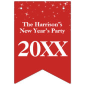 星の明けましておめでとうの赤く白いお祝い バンティングフラッグ (第1の旗)