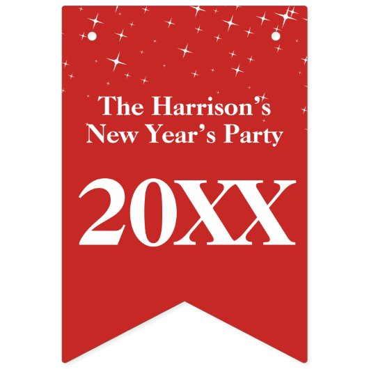 星の明けましておめでとうの赤く白いお祝い バンティングフラッグ (第1の旗)