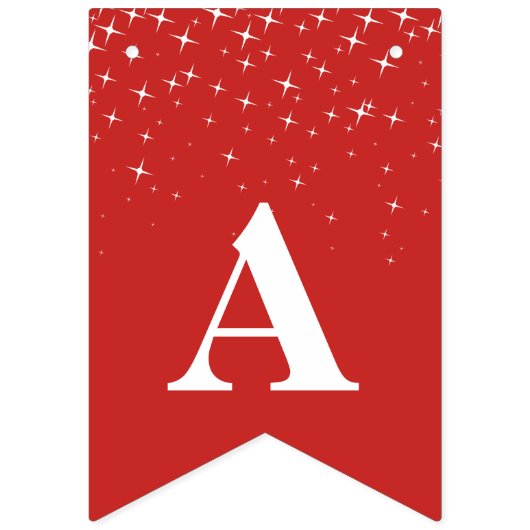 星の明けましておめでとうの赤く白いお祝い バンティングフラッグ (第3の旗)