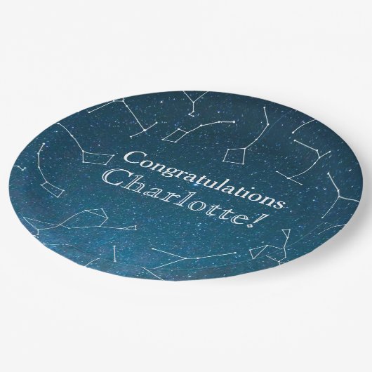 星の星座の宇宙のベビーシャワー ペーパープレート (アングル)