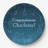 星の星座の宇宙のベビーシャワー ペーパープレート (正面)