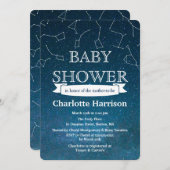 星の星座の宇宙のベビーシャワー 招待状 (正面/裏面)