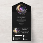 星の星空の夜の月の星の神話の輝き オールインワン招待状 (内側)