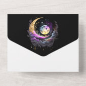 星の星空の夜の月の星の神話の輝き オールインワン招待状 (裏面)