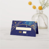 星の星空結婚の青 プレイスカード (裏面)