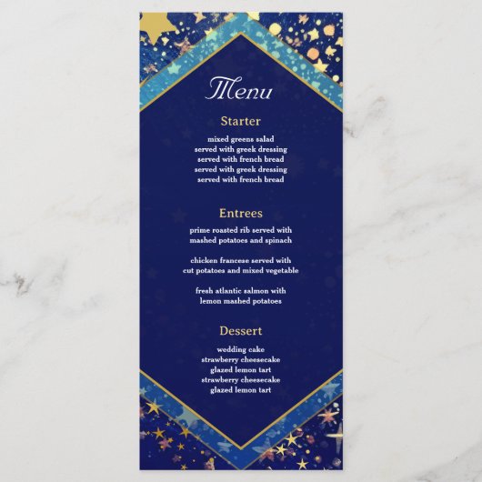 星の星空結婚の青 メニュー (正面)