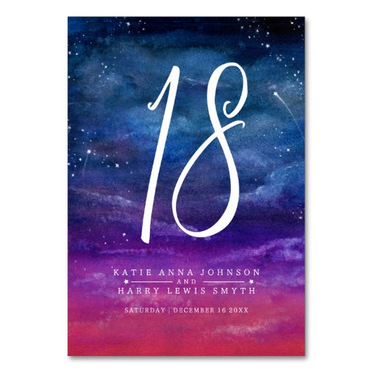 星の書青い夕暮れのアートの中で結婚あった テーブルナンバー (裏面)