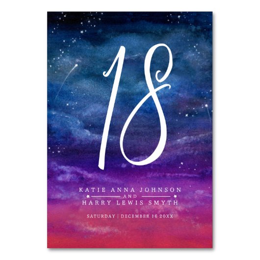 星の書青い夕暮れのアートの中で結婚あった テーブルナンバー (正面)