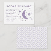 星の月のラベンダーのベビーシャワーの本の要求カード エンクロージャーカード (正面/裏面)