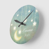 星の月の天の光沢のあるラ白熱［赤熱］光を放つイト ラウンド壁時計 (傾斜)