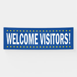 星の来場者を歓迎 横断幕