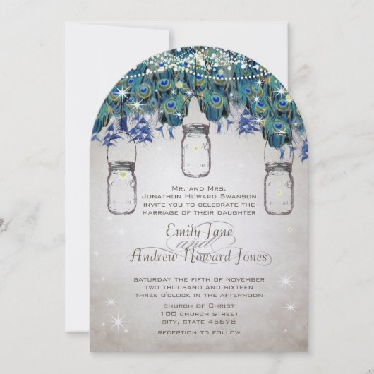 星の森の下のおとぎ話メイスンジャーブーコック 招待状 (正面)