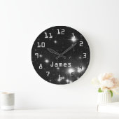 星の深い宇宙白黒 ラージ壁時計 (ホーム)