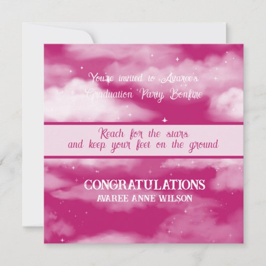 星の焚き火のための娘の卒業リーチ 招待状 (正面)