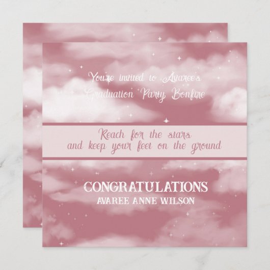 星の焚き火のための娘の卒業リーチ 招待状 (正面/裏面)