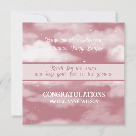 星の焚き火のための娘の卒業リーチ 招待状 (正面)