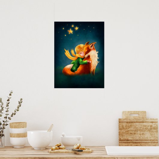 星の王子さまと狐。ナーセリーアートイラスト ポスター (キッチン)