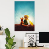 星の王子様と狐。保育園アートイラスト ポスター (ホームオフィス)