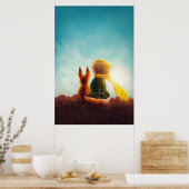 星の王子様と狐。幼児向けアートイラスト ポスター (キッチン)