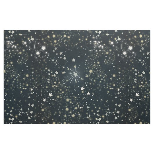 星の生地が付いている暗い夜空 ファブリック (ヤード)