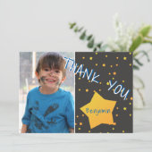 星の男の子の誕生日感謝写真カード サンキューカード (スタンド正面)