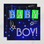 星の男の赤ちゃんの発表 案内状 (正面/裏面)