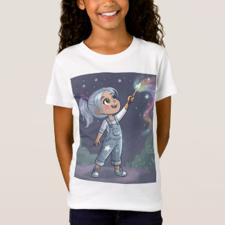 "星の画家: 星空を描く小さな少女" Tシャツ