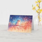 星の目を持つフクロウ白熱［赤熱］光を放つ離れウ カード (黄色い花)