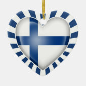 星の破烈のフィンランドのハートの旗 セラミックオーナメント (正面)