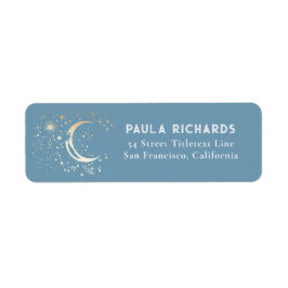 星の神秘的な塵の青い夜空 ラベル