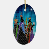 星の空の下で贈り物を運ぶ3匹のマギ セラミックオーナメント (右)