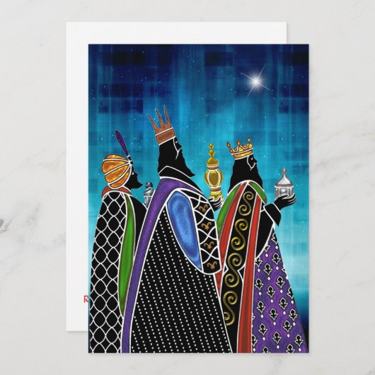 星の空の下で贈り物を運ぶ3匹のマギ 招待状 (正面/裏面)