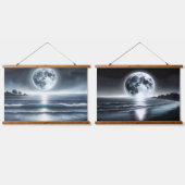 星の空の下の月の海波 吊り下げ型タペストリー (ダブル)