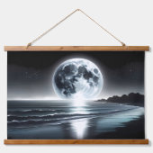 星の空の下の月の海波 吊り下げ型タペストリー (正面2)