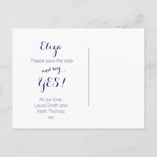 星の空の名誉の私たちのマトロン結婚か 案内ポストカード (裏面)