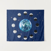 星の背景にある地球と月の相 タペストリー (正面(横))