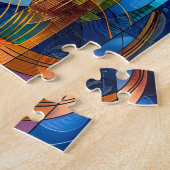 星の背景を持つコズミックキャットアート ジグソーパズル (側面)