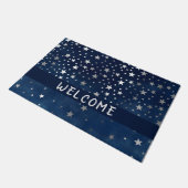 星の落下する銀パーソナライズされた星 ドアマット (アングル)